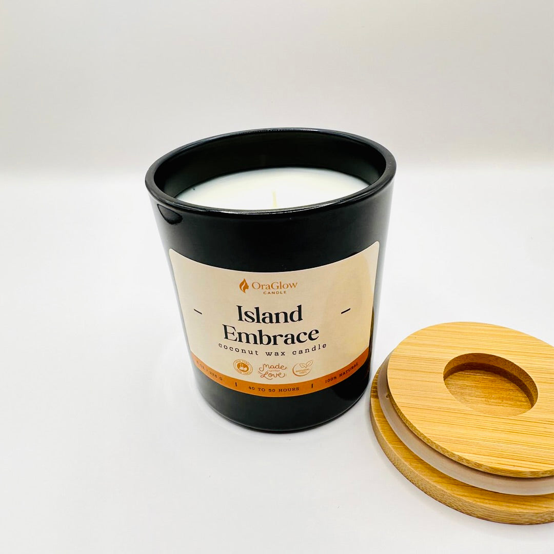 Island Embrace Coconut Wax Candle – 8oz Luxury Hand-Poured Candle | 40–50 Hour Burn | Tropical Aromatherapy Blend