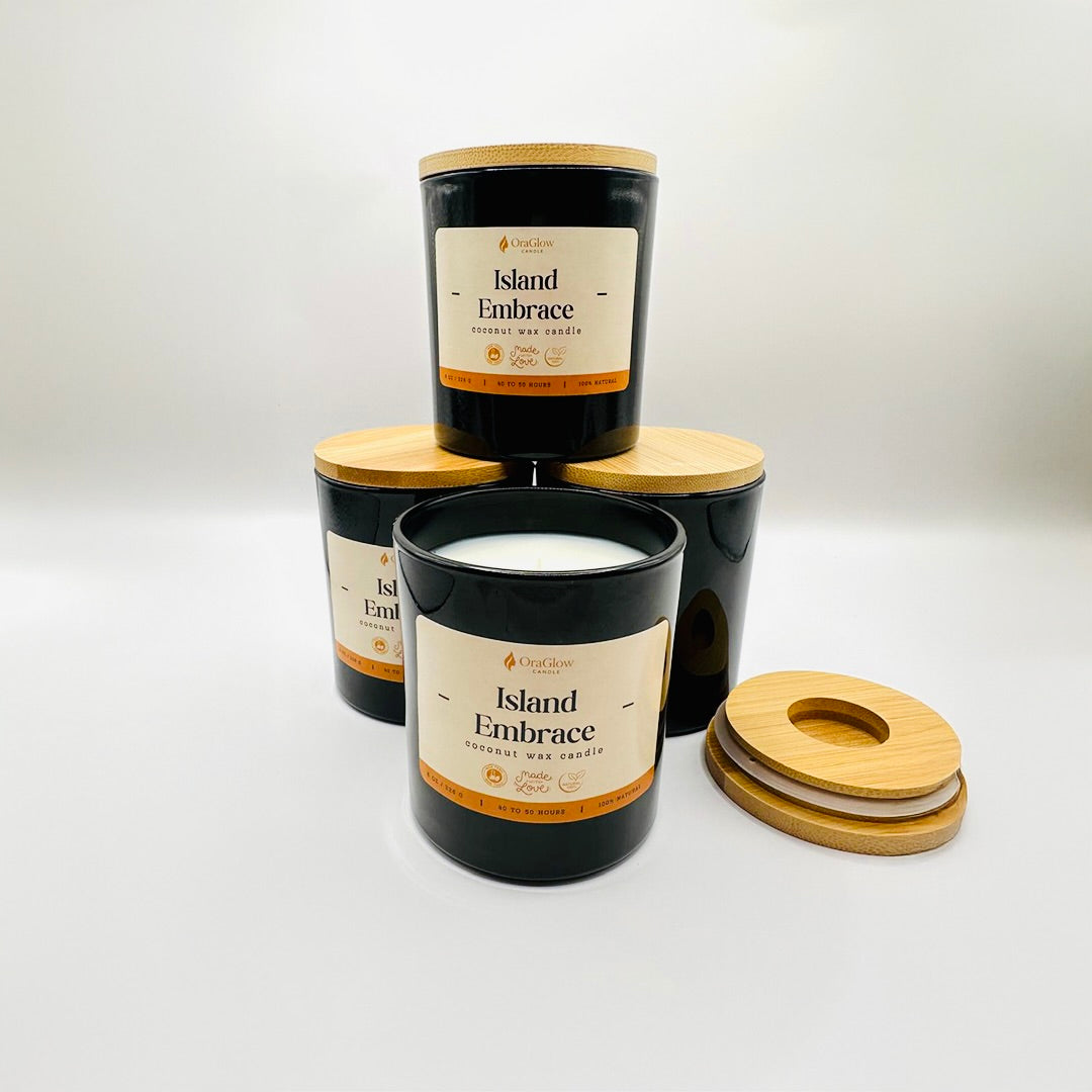 Island Embrace Coconut Wax Candle – 8oz Luxury Hand-Poured Candle | 40–50 Hour Burn | Tropical Aromatherapy Blend
