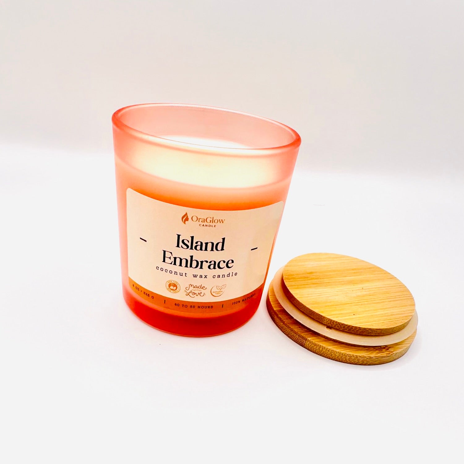 Island Embrace Coconut Wax Candle – 8oz Luxury Hand-Poured Candle | 40–50 Hour Burn | Tropical Aromatherapy Blend